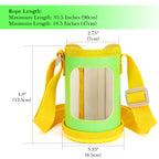 Linkidea Water Bottle Carrier with Strap Compatible with CamelBak, Contigo, YETI Rambler, Simple Modern Kids Bottles, Waterbottle Sling Bag Holder with Shoulder Strap, Green & Yellow