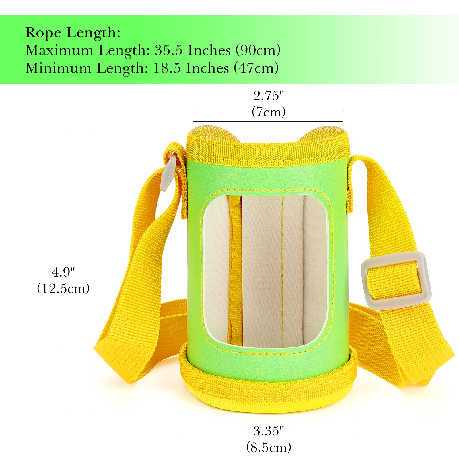 Linkidea Water Bottle Carrier with Strap Compatible with CamelBak, Contigo, YETI Rambler, Simple Modern Kids Bottles, Waterbottle Sling Bag Holder with Shoulder Strap, Green & Yellow