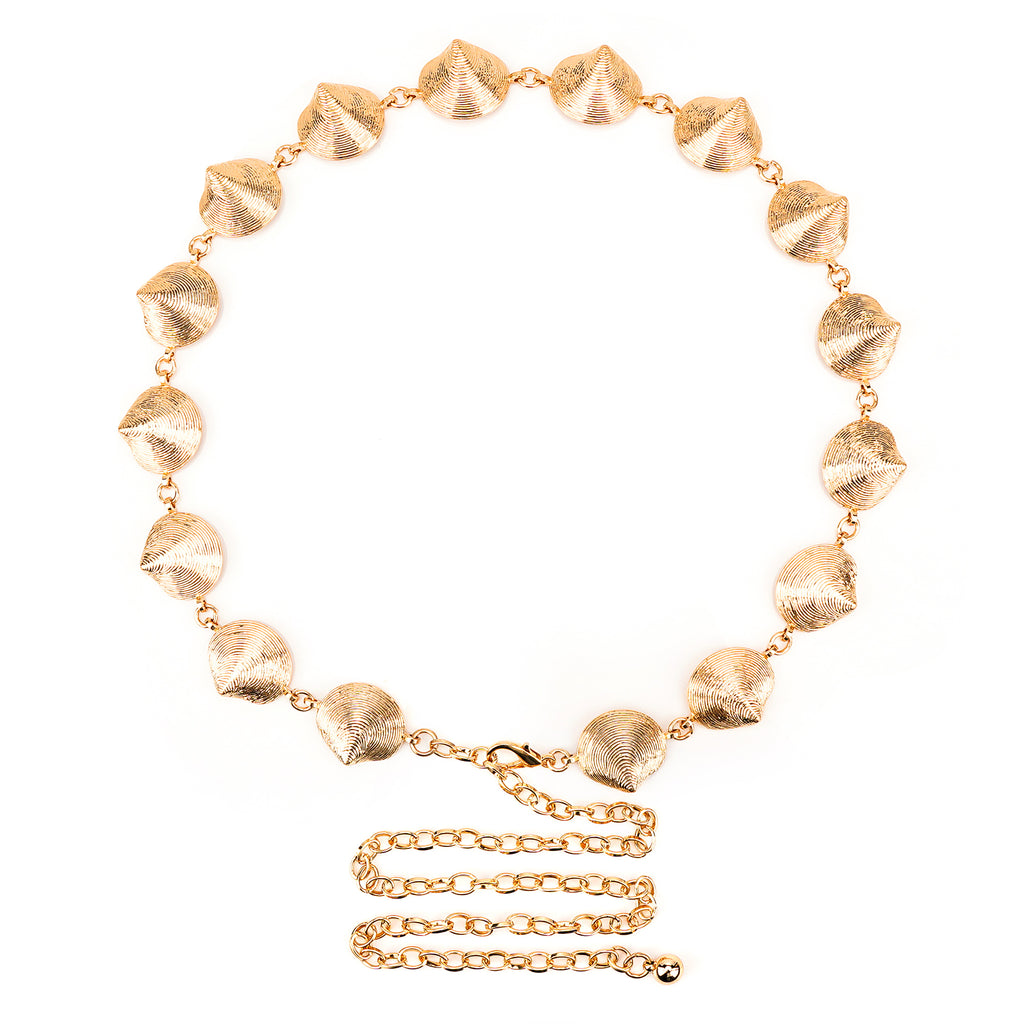 Plus Size Chain Belt for Women, Extra Large Metal Gold Shell Waist Belt, Max 47 Inch Adjustable Chunky Body Chain for Dresses, Party, Casual Wear, Fashion