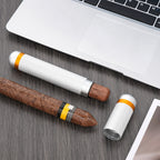 Linkidea Aluminum Alloy Cigar Holder Case, Men's Cigar Tube Airtight Single Tube, Cigar Tubes with Caps (Silver)