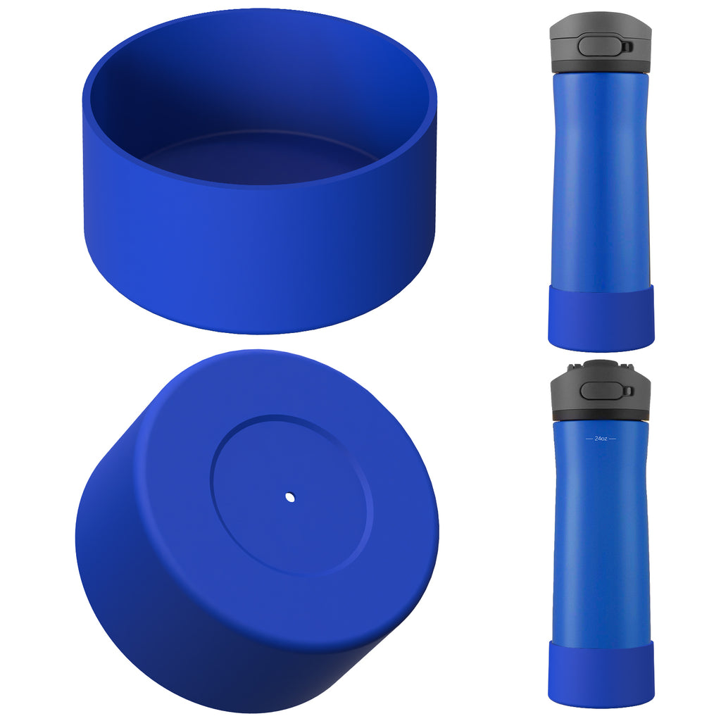Linkidea 2 Pack Water Bottle Boot Compatible with Contigo Jackson Chill 2.0 20oz/24oz, Cortland 24oz, Silicone Anti-Slip Bottle Bottom Bumper Protector (Navy Blue)