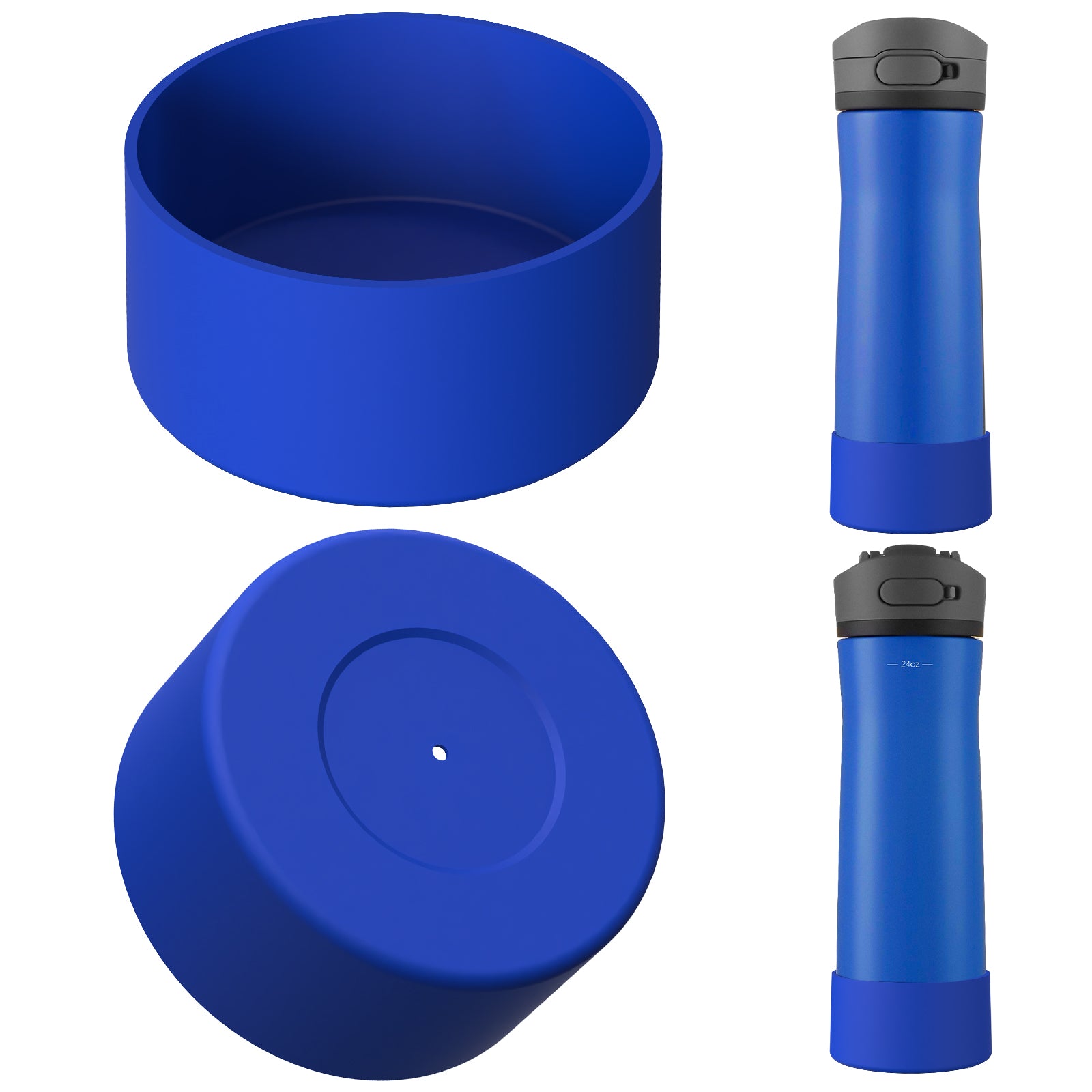 Linkidea 2 Pack Water Bottle Boot Compatible with Contigo Jackson Chill 2.0 20oz/24oz, Cortland 24oz, Silicone Anti-Slip Bottle Bottom Bumper Protector (Navy Blue)
