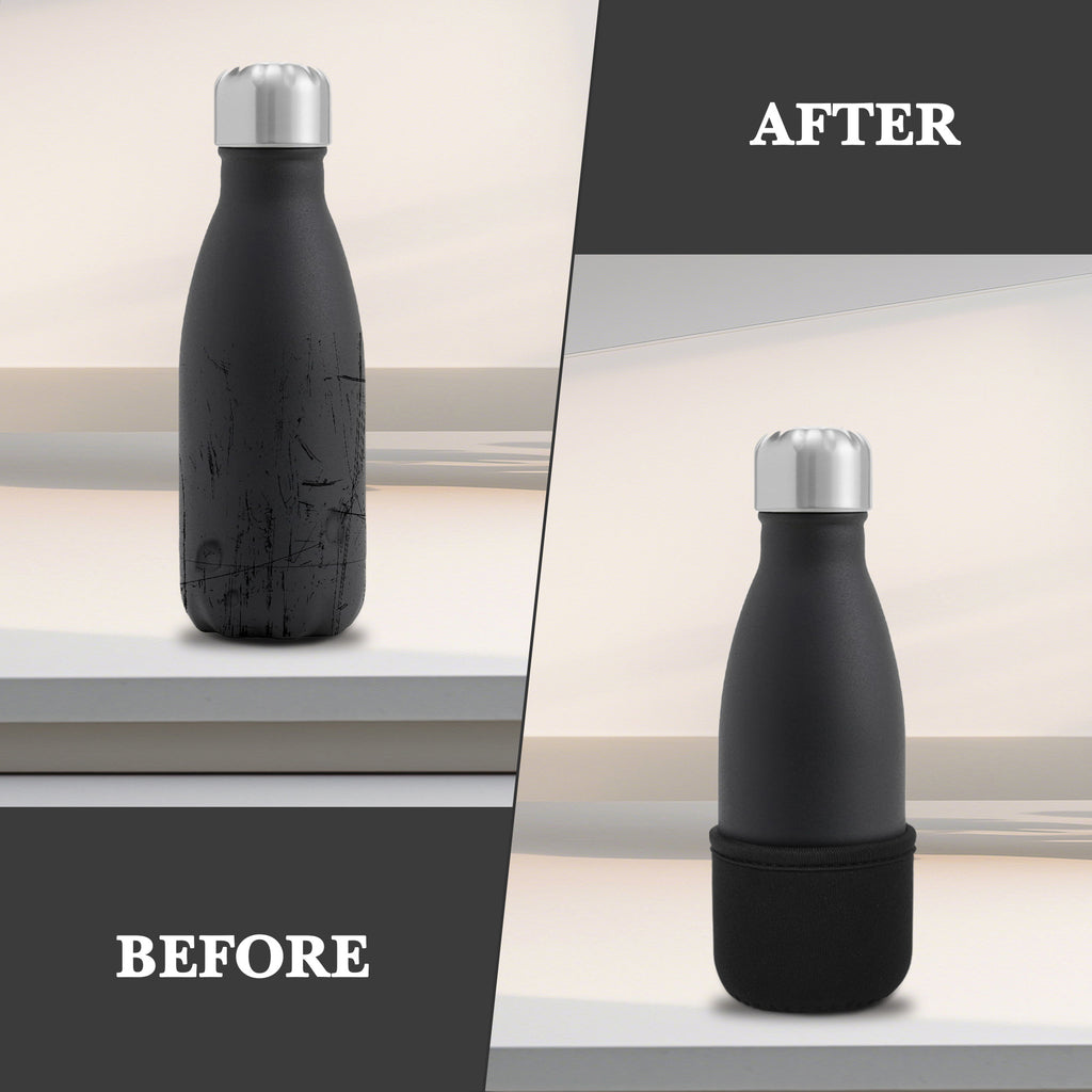 Linkidea 2 Pack Water Bottle Boot Compatible with 9oz/12oz/17oz S ORIGINAL, BJPKPK, MIRA Cascade Cola Shaped Bottles, Neoprene Bottle Bottom Bumper Protector (Black)