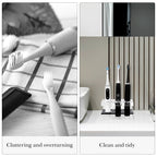 Linkidea Electric Tooth Brush Holder for Shower, Bathroom, Acrylic 3 Slots Countertop Organizer for Power Toothbrush Compatible with Oral-B iO Series, Philips Sonicare, 7AM2M