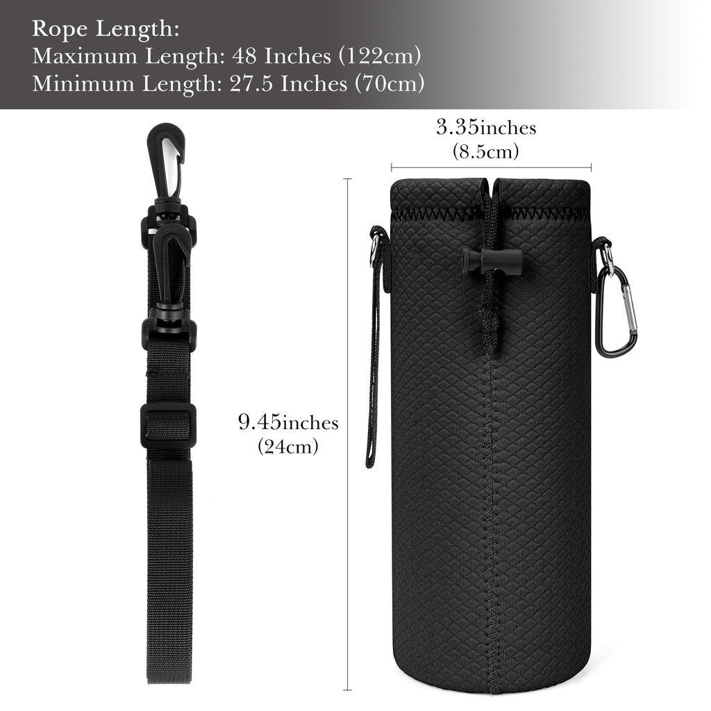 Linkidea Water Bottle Carrier with Strap Compatible with YETI Rambler Bottle 26oz/36oz, Waterbottle Sling Bag Holder with Shoulder Strap, Black