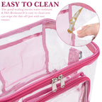 Linkidea Lunch Box for Adult, Transparent Lunch Bag with Shoulder Strap, Large Capacity Lunch Bag for Everyday Outings, Fits to Picnic and Daily Use (Pink)
