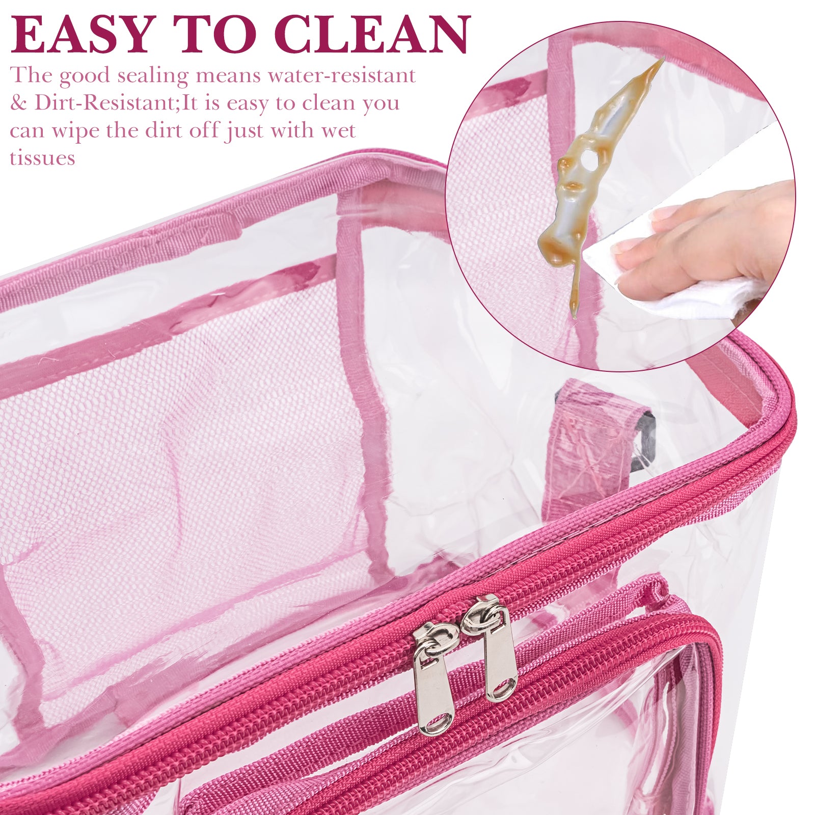 Linkidea Lunch Box for Adult, Transparent Lunch Bag with Shoulder Strap, Large Capacity Lunch Bag for Everyday Outings, Fits to Picnic and Daily Use (Pink)