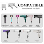 Linkidea Stainless Steel Hair Dryer Holder Wall Mount, No Drill Blow Dryer Organizer with Separate Cord Hook, Space Saving Bathroom Hair Tool Storage Rack for Vanity and Salon (Silver)
