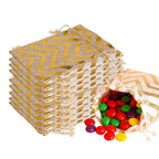 Linkidea 12 PCS Burlap Gift Drawstring Bags, 5.5'' x 3.9'' Striped Linen Pouch for Party Favors, Candy, Jewelry, Rustic Wedding Decoration(Striped Pattern)