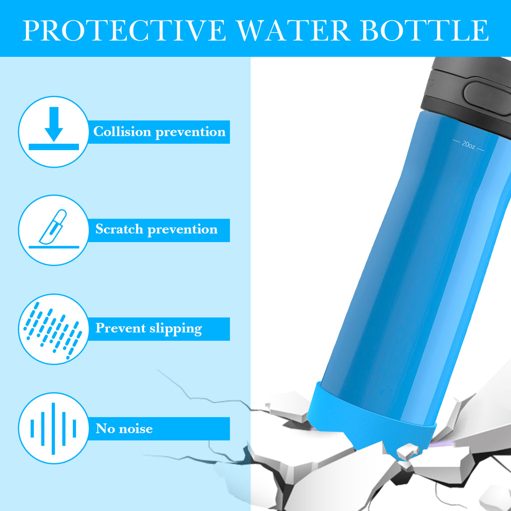 Linkidea 2 Pack Water Bottle Boot Compatible with Contigo Jackson Chill 2.0 20oz/24oz, Ashland Chill 20oz/24oz, Silicone Anti-Slip Bottle Bottom Bumper Protector (Blue)