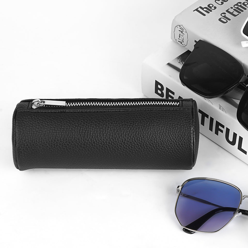 Linkidea Oversized Sunglasses Pouch, Large Frame Glasses Pouch for Sunglass, Eyeglasses Travel Bag Compatible with RayBan Aviator Reverse/William Titanium/New Wayfarer/Aviator (Black)