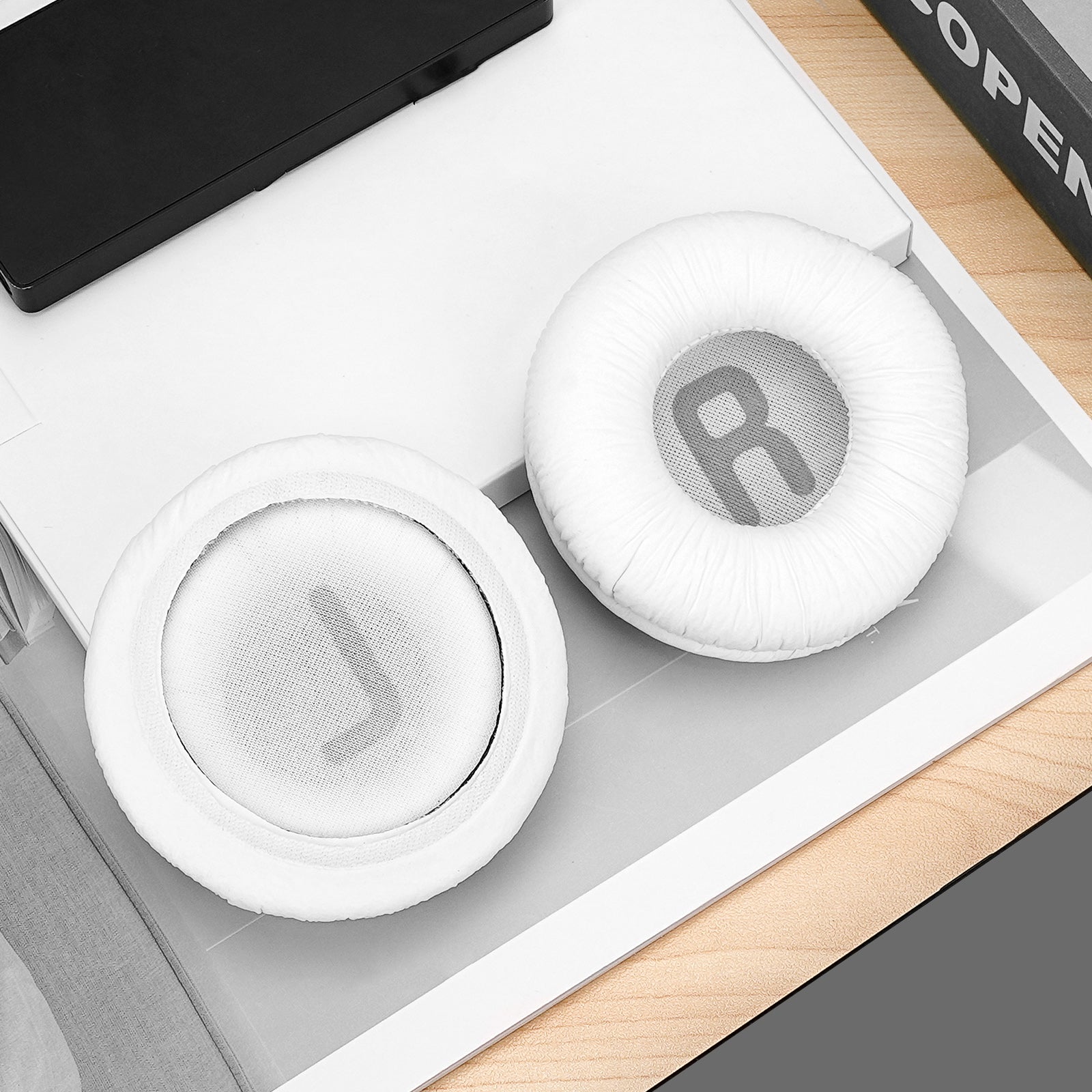 Linkidea Replacement Ear Pads for JBL JR300/ 300BT, T 450BT/ 500BT, Tune 500, Tune 500BT, Tune 510BT, Tune 520BT Headphones Ear Cushions, Headset Earpads (Leatherette / White)