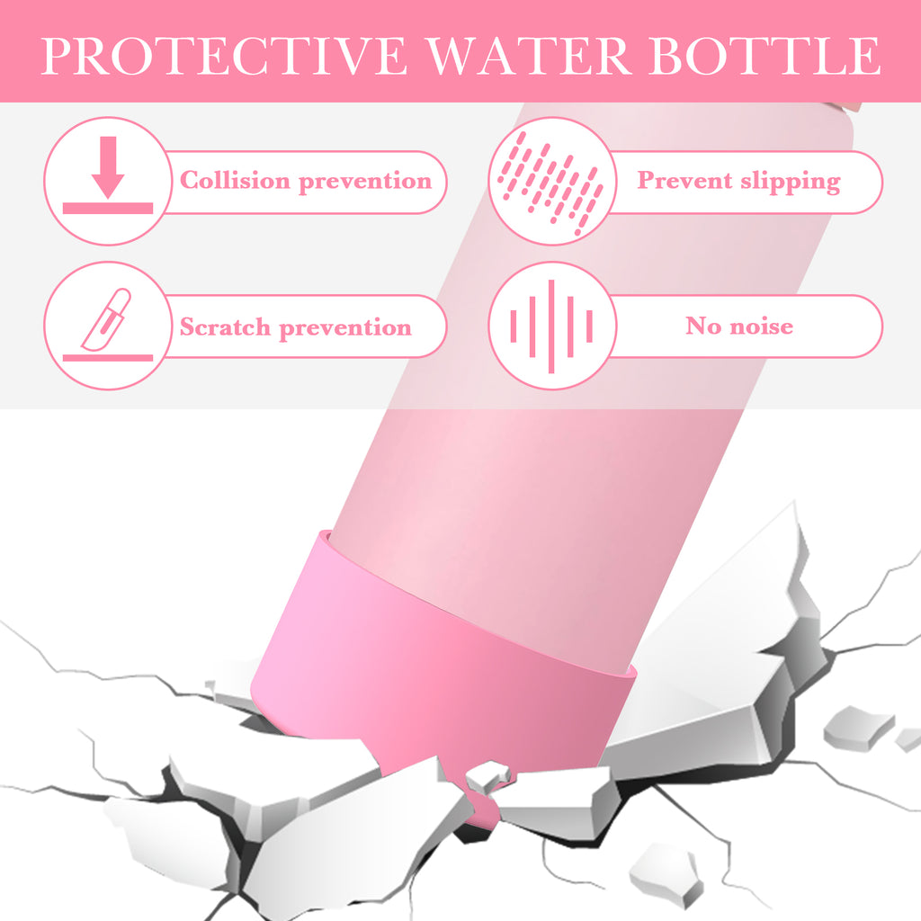 Linkidea 2 Pack Water Bottle Boot Compatible with Owala FreeSip 32oz, Twist 32oz, Silicone Anti-Slip Bottle Bottom Bumper Protector (Light Pink)