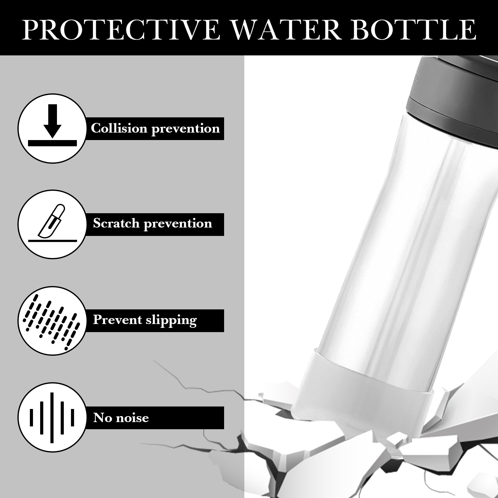 Linkidea 2 Pack Water Bottle Boot Compatible with Contigo Jackson Chill 2.0 20oz/24oz, Cortland 24oz, Silicone Anti-Slip Bottle Bottom Bumper Protector (Clear White)