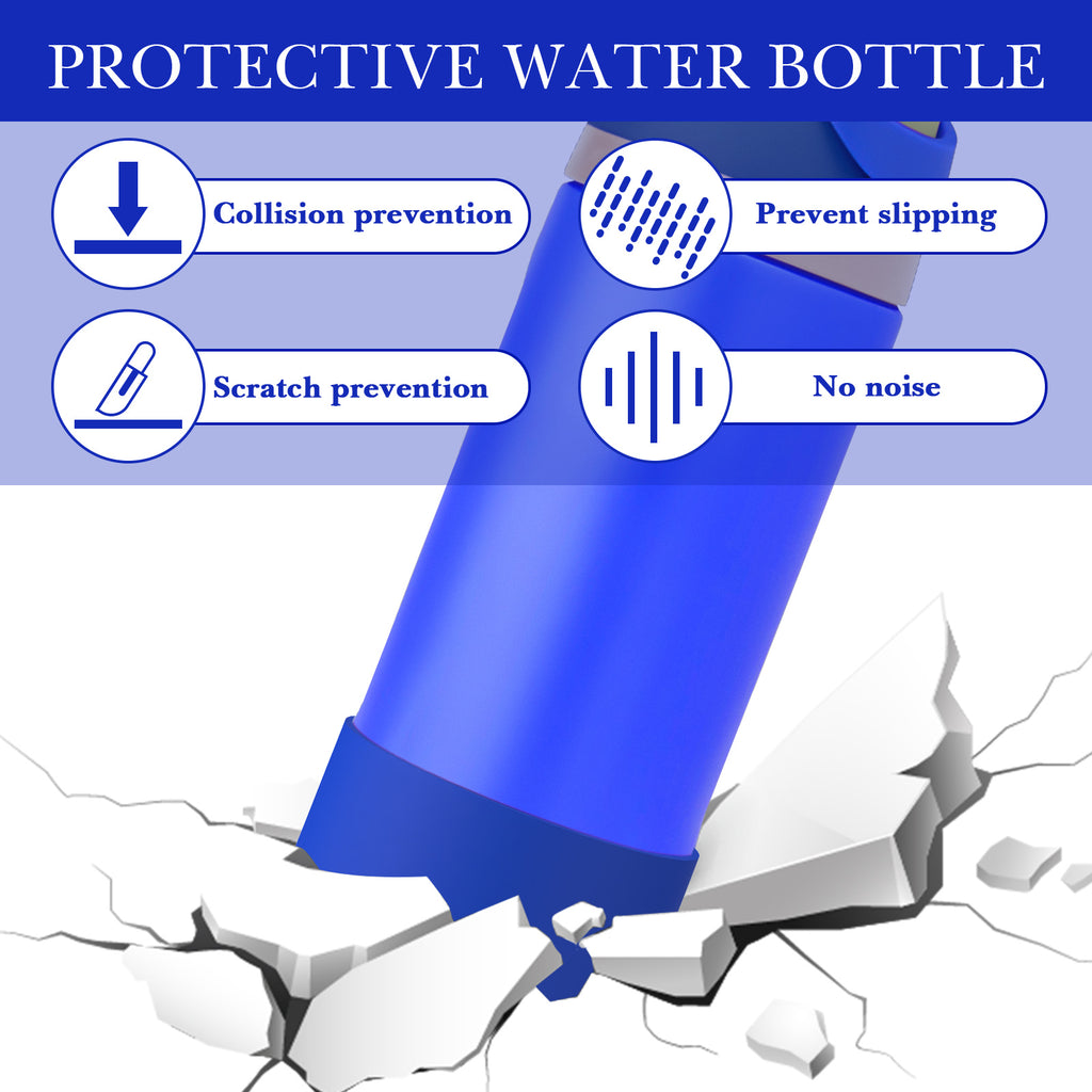 Linkidea 2 Pack Water Bottle Boot Compatible with Owala FreeSip 16oz, FreeSip Tritan 25oz, Silicone Anti-Slip Bottle Bottom Bumper Protector (Navy Blue)