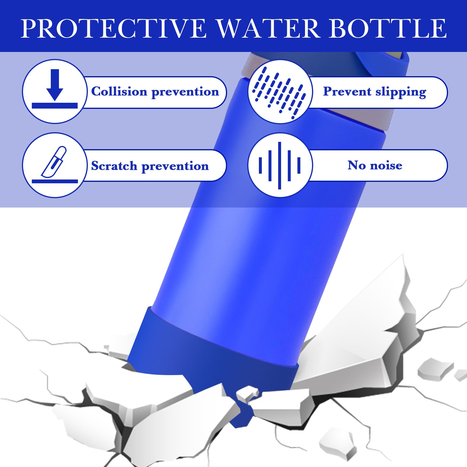 Linkidea 2 Pack Water Bottle Boot Compatible with Owala FreeSip 16oz, FreeSip Tritan 25oz, Silicone Anti-Slip Bottle Bottom Bumper Protector (Navy Blue)