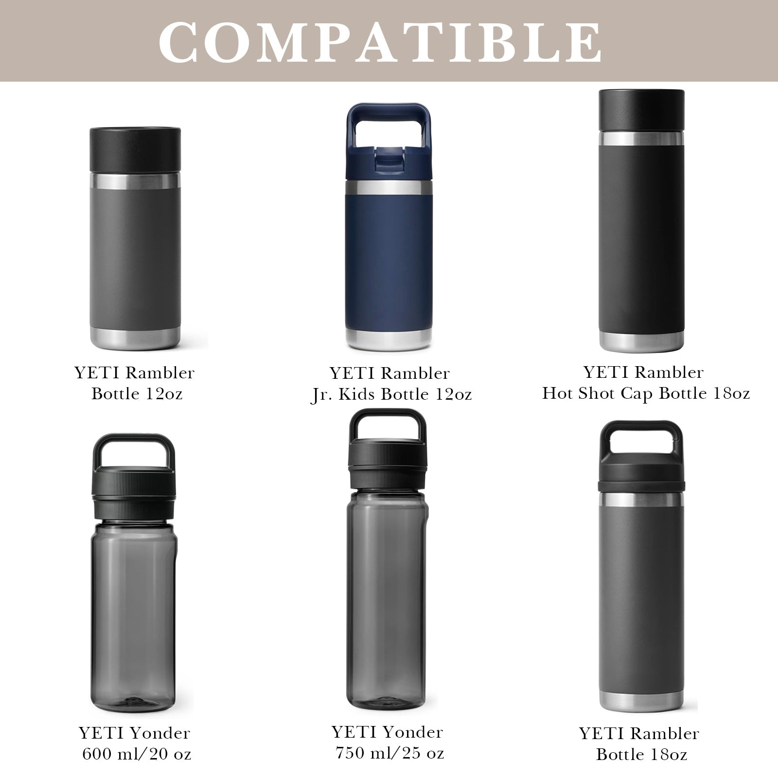 Linkidea 2 Pack Water Bottle Boot Compatible with YETI Rambler Jr. Kids 12oz, Rambler Bottle 12oz/18oz, Yonder 20oz, Silicone Anti-Slip Bottle Bottom Bumper Protector (Champagne)