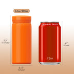 Linkidea 7oz (200ml) Mini Water Bottle, Vacuum Insulated Stainless Steel Bottle for Hot & Cold Drinks, Spill-Proof Small Bottle Fit Handbag, Purse and Pocket (Orange)