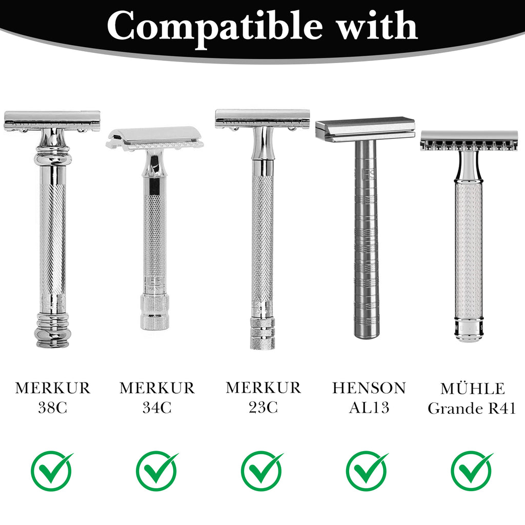Linkidea Safety Razor Head Vegan Leather Cover, Double Edge Safety Razor Cover for Travel, Butterfly Razor Shaving Accessories Compatible with Merkur 38C, 34C, 23C, Henson AL13 (Brown)