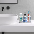 Linkidea Ventilated Toothbrush Holder for Bathroom, Stainless Steel Tooth Brush Stand for Toothbrush, Toothpaste, Razor, Hand Soap, Vanity Countertop 6 Slots Organizer (Chrome)