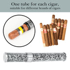 Linkidea Zinc Alloy Vintage Stripe Pattern Cigar Holder Case, Men's Airtight Single Tube, Portable Travel Cigar Case Compatible with 50 Ring Gauge Cigars (Silver)