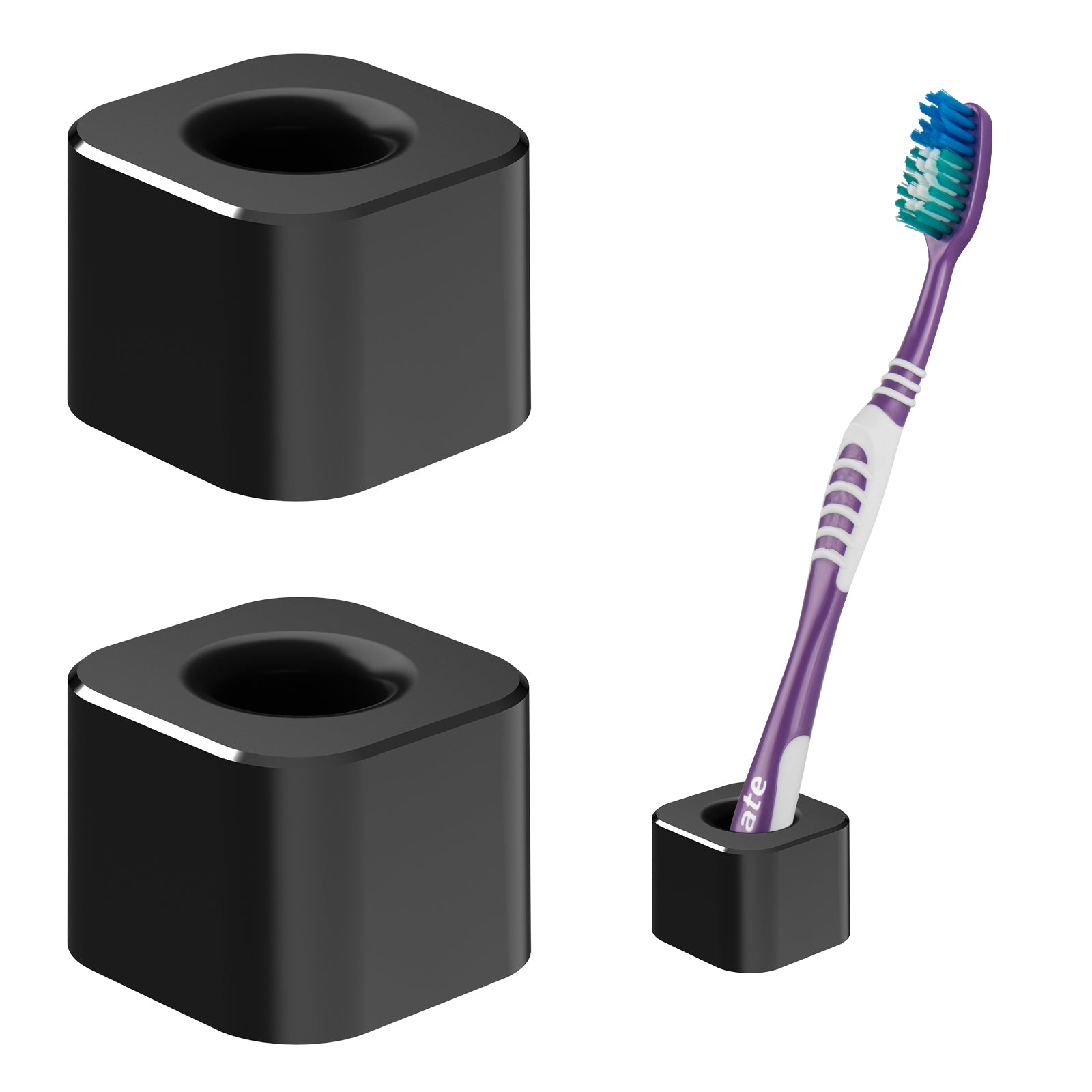 Linkidea 2 Pack Mini Toothbrush Holder, Aluminum Tooth Brush Stand Razor Holders for Bathroom Vanity Countertops, Office Penholder Pencil Stand Holders Organizer (Black)
