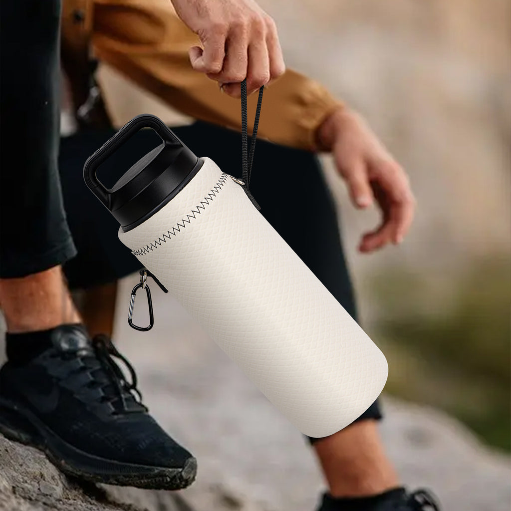 Linkidea Water Bottle Carrier with Strap Compatible with YETI Rambler Bottle 26oz, Waterbottle Sling Bag Holder with Shoulder Strap, Off White