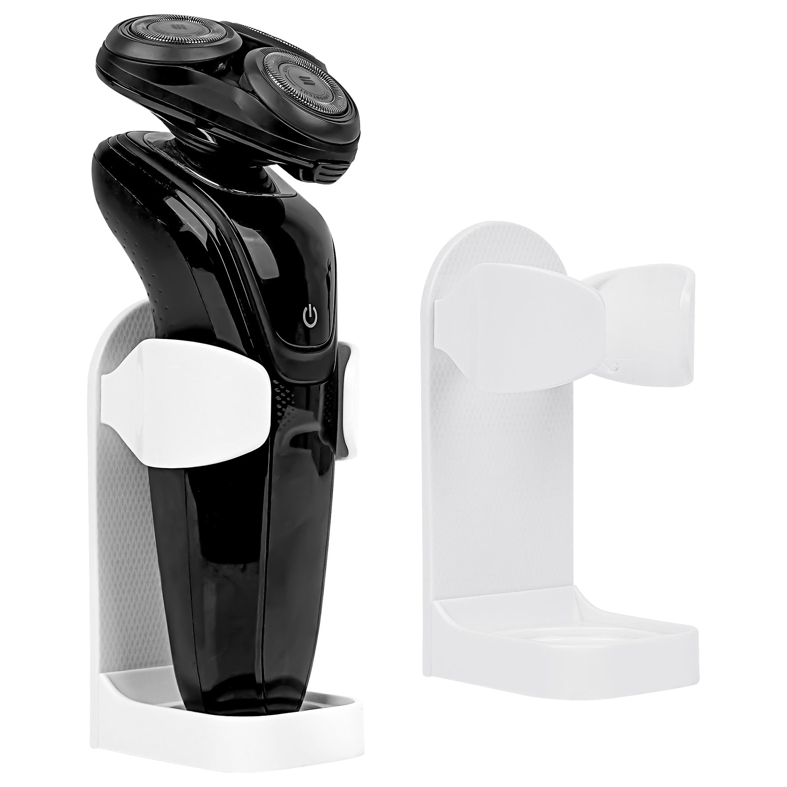 Linkidea 2 Pack Electric Shaver Wall Mount Holder, Self-Adhesive Adjustable Razor Organizer, Compatible with Braun Series 5 / 6 / 7 / 9, Bathroom Shower Storage (White)