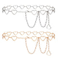 Plus Size Chain Belt for Women, 2 Pack Love Style Metal Chain Belt Women Belly Waist Chains, Extra Long Body Chain, Max 51.2 Inch Adjustable Chunky Belt Chain (Gold, Silver)