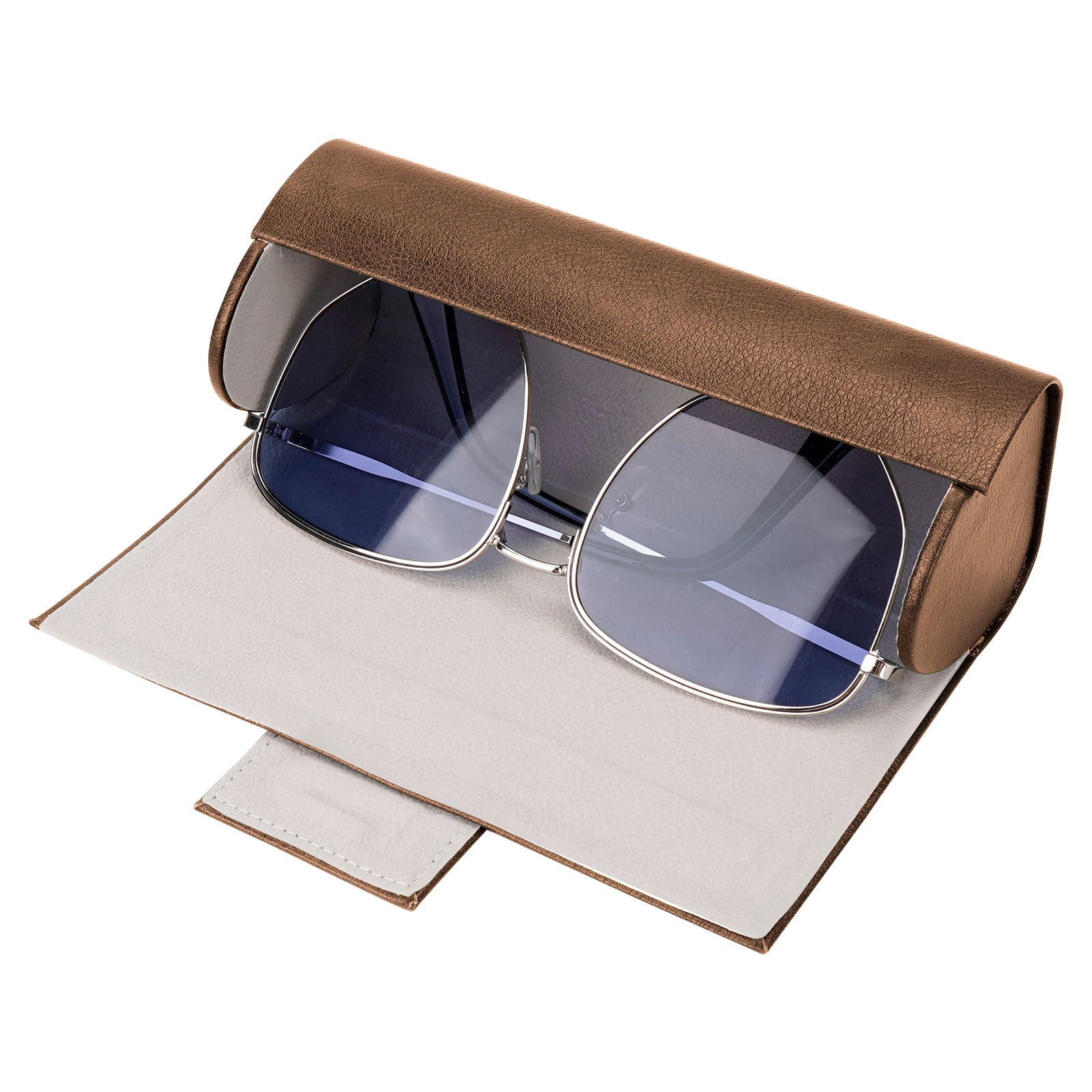 Extra Large Hard Shell Sunglasses Case, Jazz Brown Vegan Leather Eyewear Storage Organizer Compatible with Gucci GG0981S Prada PR 15W/ PR 24Z Versace VE4473U/VE4478U/VE4479U