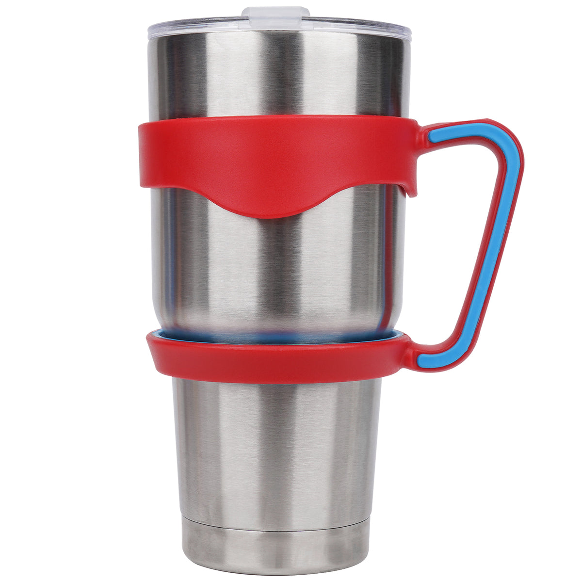 Linkidea Tumbler Handle Compatible with 30oz YETI Rambler, OZARK TRAIL Tumbler, Portable Anti Slip Travel Mug Grip, Red