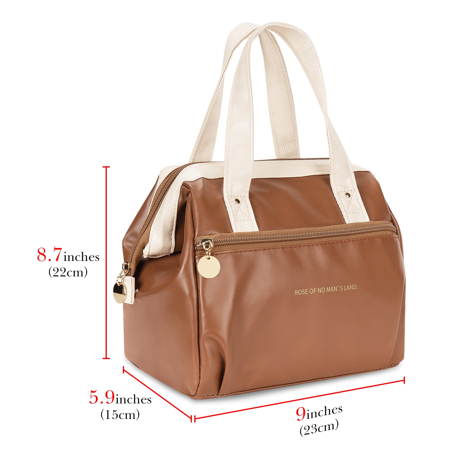 Linkidea Lunch Bag for Women, Portable Lunch Tote with Strap and Zipper, Insulated Lunch Bag Fits Work or Travel, Compatible with Bentgo Classic, Amathley, LOVINA Lunch Boxes (Brown)