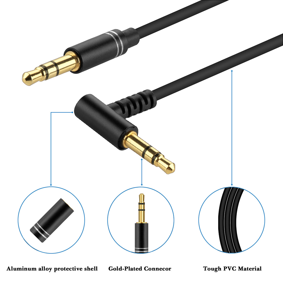 Linkidea Audio Cable for Beats Studio Pro/3/2, Solo 4/3/HD/Pro, Mix Headphones, 3.5mm TRS Replacement Aux Cord (5 ft/1.5 m 2 Pack)