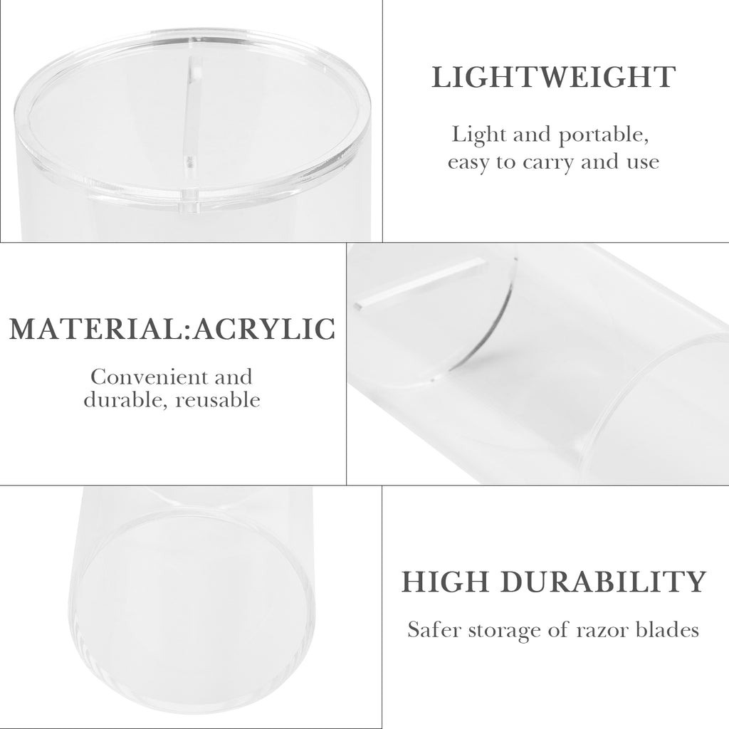 Linkidea Acrylic Safety Razor Blade Bank, Clear Blade Disposal Container for Used Double Edge Blades, Visible Fill Level, Barber & Home Use (Clear)