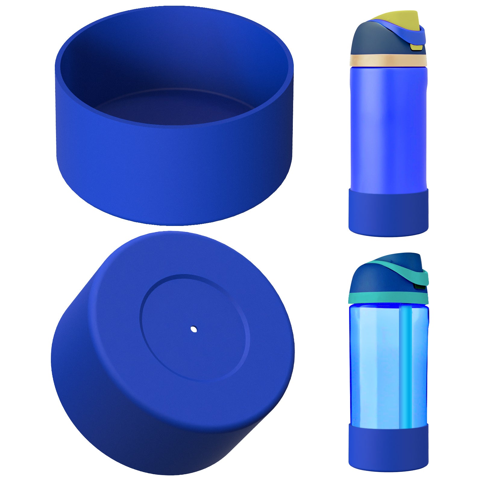 Linkidea 2 Pack Water Bottle Boot Compatible with Owala FreeSip 16oz, FreeSip Tritan 25oz, Silicone Anti-Slip Bottle Bottom Bumper Protector (Navy Blue)