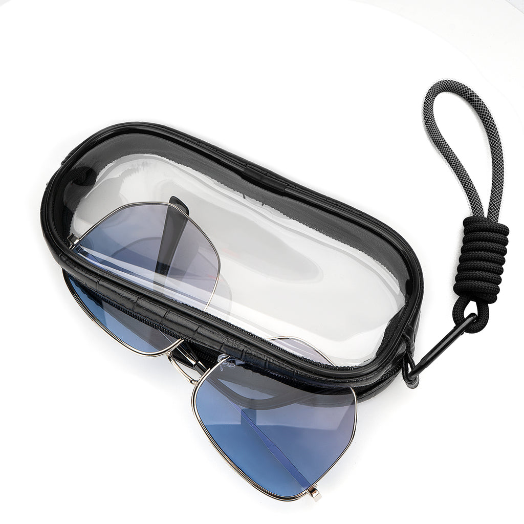 Extra Large Sunglasses Pouch Case with Hand Strap, 2 Pack Vegan Leather Sun Shades Eyeglasses Organizer Soft Bag Compatible with TOM FORD FT1013/FT0919/FT0924 Prada PS 03XS/07WS/53XS/01WS