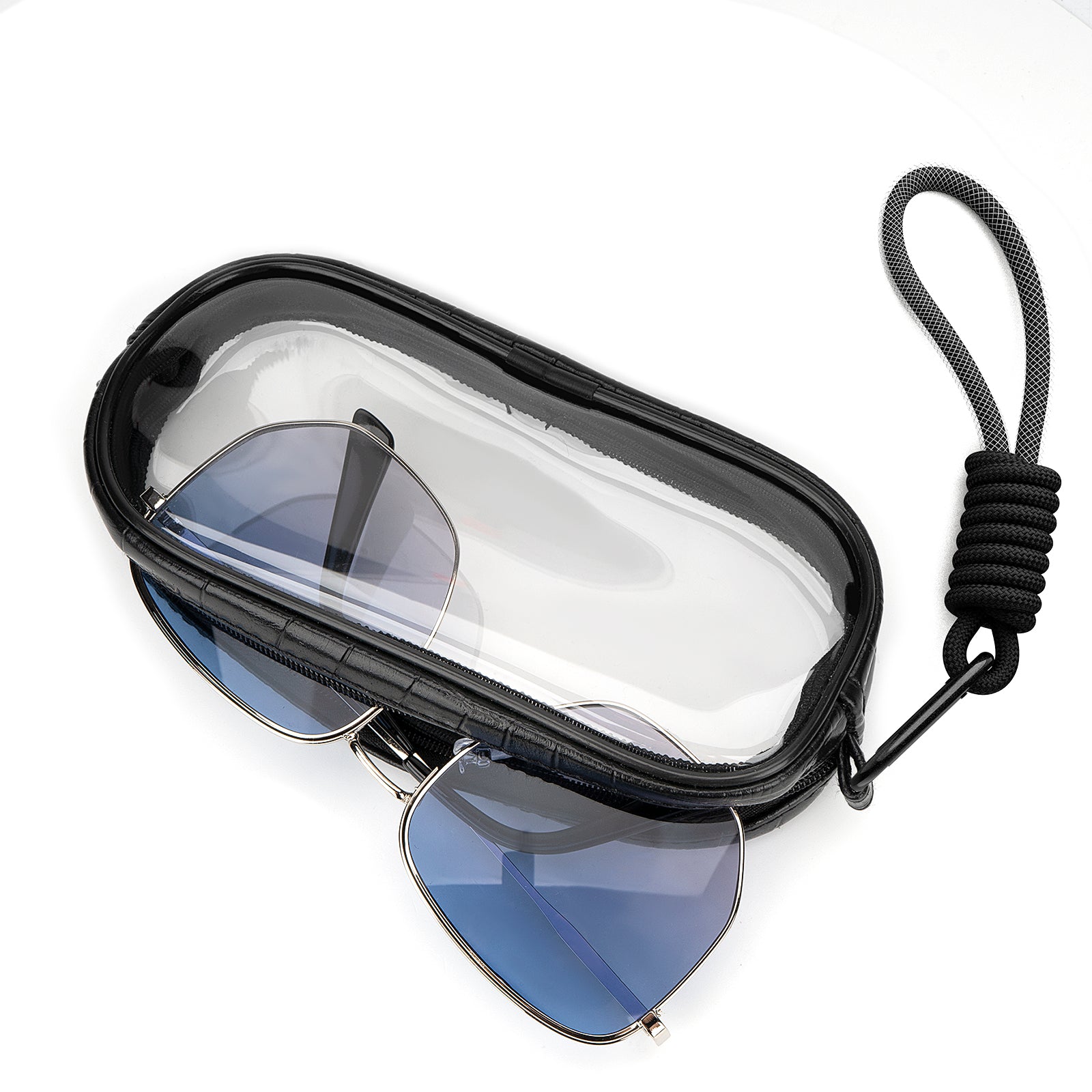 Extra Large Sunglasses Pouch Case with Hand Strap, 2 Pack Vegan Leather Sun Shades Eyeglasses Organizer Soft Bag Compatible with TOM FORD FT1013/FT0919/FT0924 Prada PS 03XS/07WS/53XS/01WS