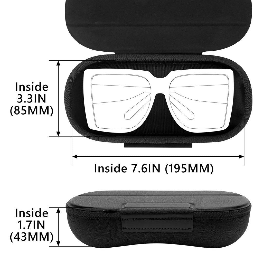 Extra Large Hard Shell Sunglasses Case, Travel Glasses Box EVA Shell with Folding Magnetic Cover, Sun Glasses Storage Organizer for Women Men (XXL / Black)