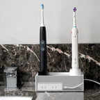 Linkidea Bathroom Electric Toothbrush Cable Box, Vanity Hide Cord Organizer, Charger and Power Strip Storage Case, Keep Countertop & Outlet Clean (White)