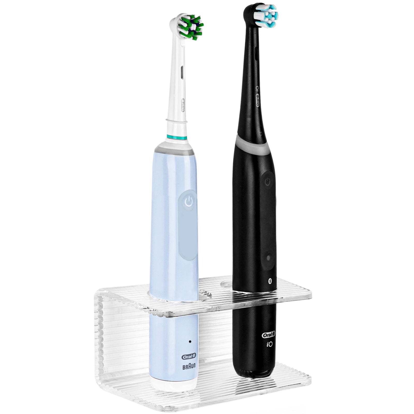 Linkidea Wall Mount Electric Toothbrush Holder for Bathroom, Acrylic Power Toothbrush Hanger, Self Adhesive Tooth Brush Organizer Compatible with Oral-B iO Series, Philip Sonicare 4100 (Clear)