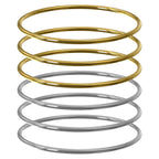 Plus Size Bangle Bracelets Set for Women, Set of 6 Stainless Steel Extra Large Round Gold & Silver Bangles Fashion Accessories, 9.8 Inches (XXL)