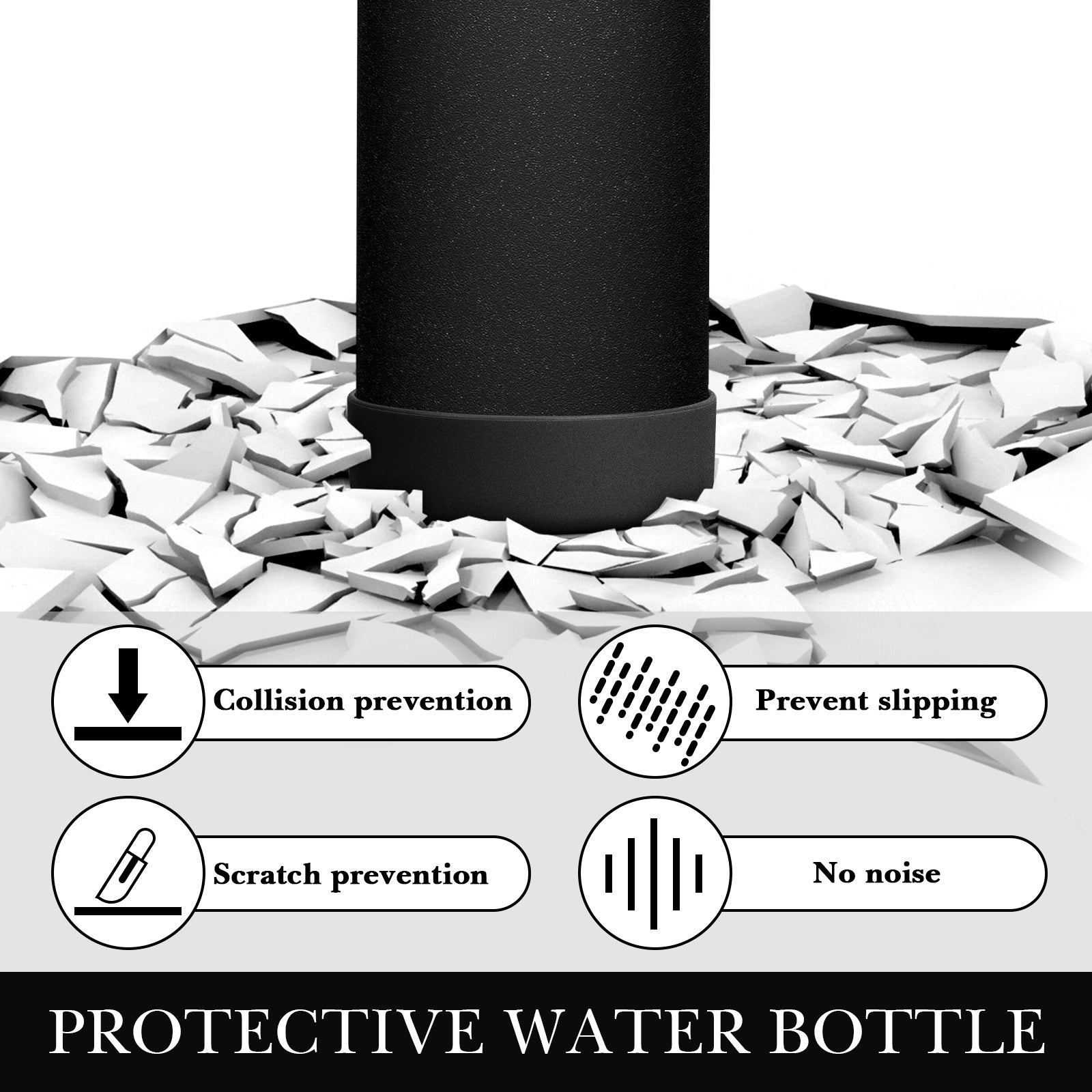 Linkidea 2 Pack Water Bottle Boot Compatible with CamelBak Chute Mag 40oz, Silicone Anti-Slip Bottle Bottom Sleeve Bumper Protector (Black)