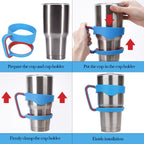 Linkidea Tumbler Handle Compatible with 30oz YETI Rambler, OZARK TRAIL Tumbler, Portable Anti Slip Travel Mug Grip, Blue