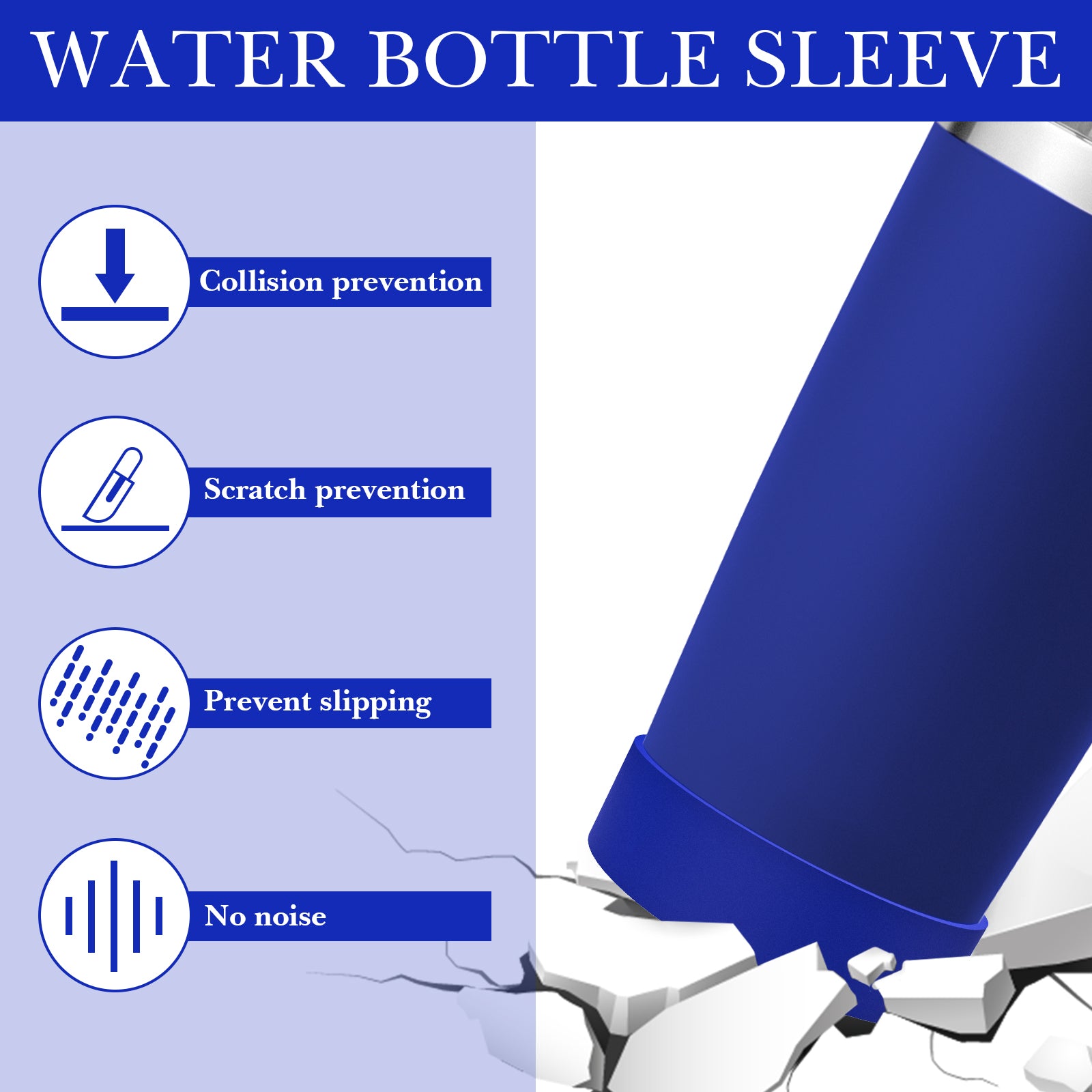 Linkidea 2 Pack Water Bottle Boot Compatible with YETI Tumbler 20oz/30oz, Travel Mug 20oz/30oz, Silicone Anti-Slip Waterbottle Bottom Sleeve Cover Protector (Deepsea Blue)