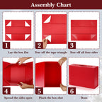 Linkidea Quick Assemble Magnetic Gift Box, Large Rigid Packaging Box With Shredded Paper Filler, Gift Packaging Compatible with Over-Ear Headphone Gifts (Red)