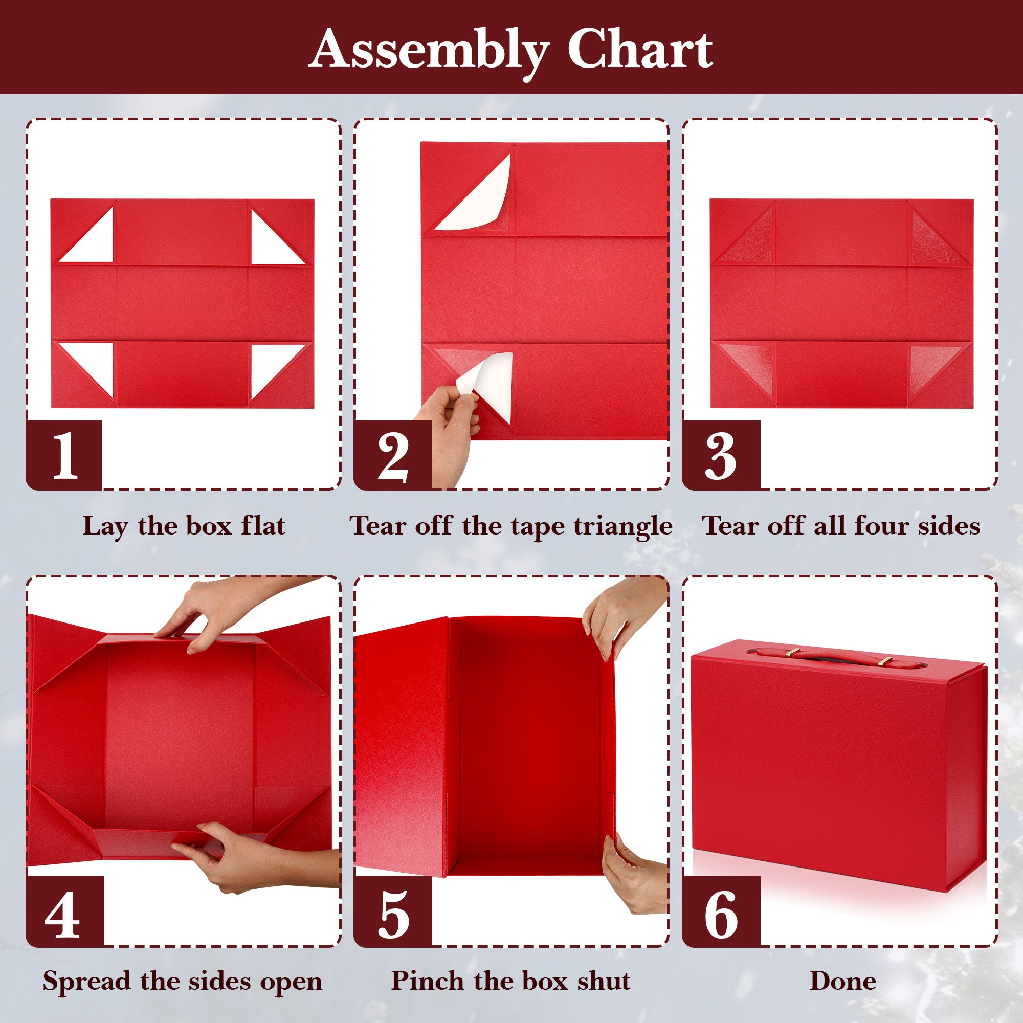 Linkidea Quick Assemble Magnetic Gift Box, Large Rigid Packaging Box With Shredded Paper Filler, Gift Packaging Compatible with Over-Ear Headphone Gifts (Red)