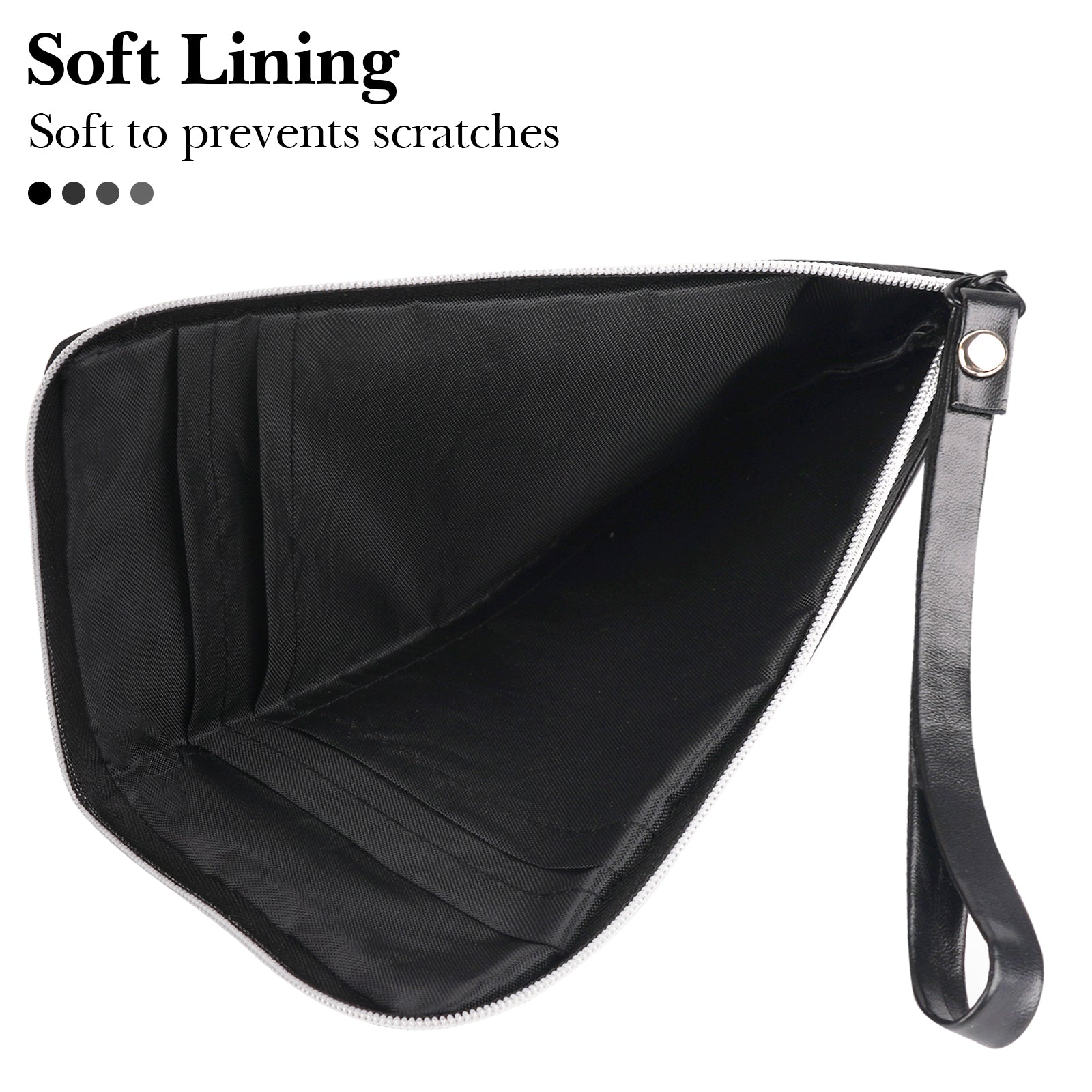 Large Sunglasses Pouch Case, Black Vegan Leather Eyewear Organizer Soft Bag Compatible with CELINE CL40227U Versace VE4395 Gucci GG0595S GG0875S