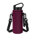 Linkidea Water Bottle Carrier with Shoulder Strap Compatible with Hydroflask Standard Mouth 18oz, CamelBak Carry Cap 20oz,Waterbottle Sling Bag Holder (Wine Red)