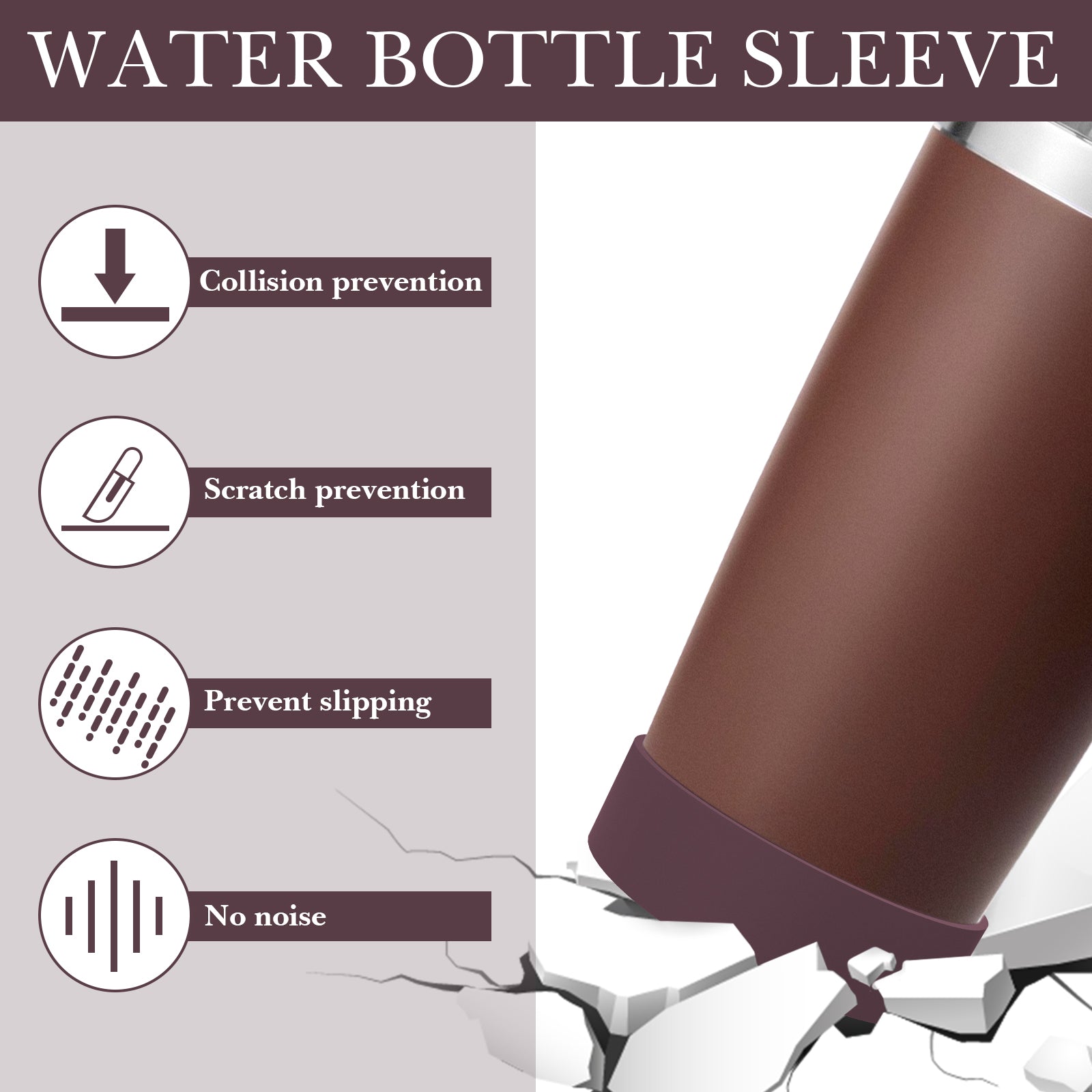 Linkidea 2 Pack Water Bottle Boot Compatible with YETI Tumbler 20oz/30oz, Travel Mug 20oz/30oz, Silicone Anti-Slip Waterbottle Bottom Sleeve Cover Protector (Coffee)