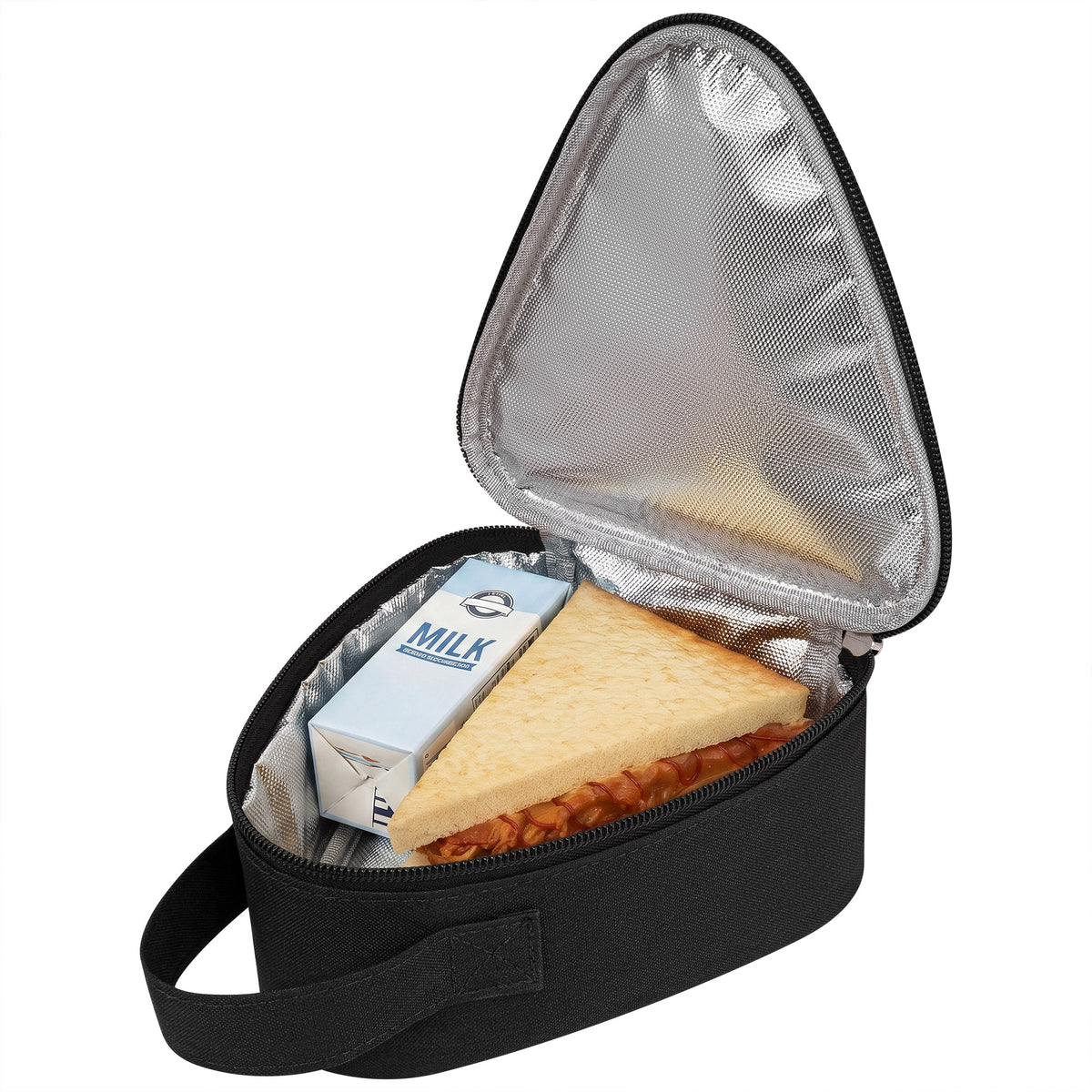 Linkidea Medium Reusable Lunch Bag, Insulated Snack Pouch, Leakproof Food Storage Bag for Sandwiches, Snacks and Fruits, Compact Lunch Tote for Daily Use (Black)